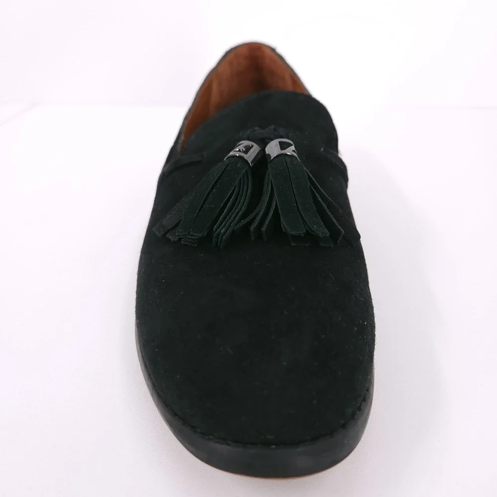 Franco Sarto Hartlie Round Toe Low Profile Tassel Slip On Loafers Black Women 9M